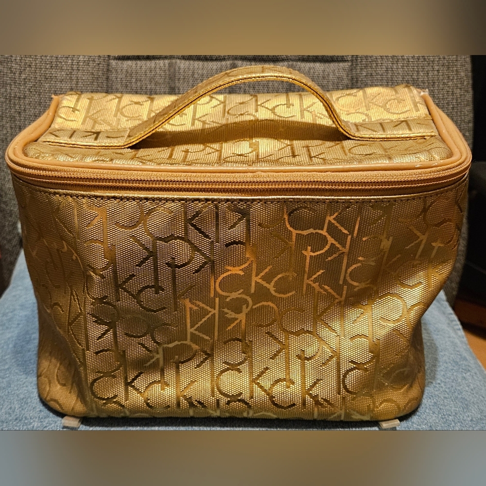 Gold Calvin Klein Makeup Travel Case